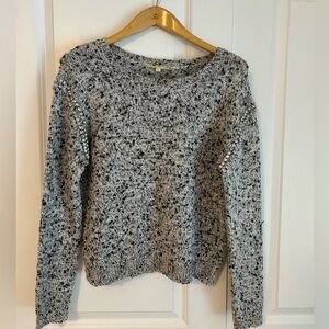 Gianni Bini Speckled Sweater with rhinestone studs on arms black white wool